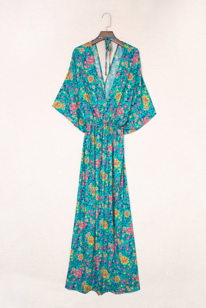 Ivy Boho Deep V Neck Floral Maxi Dress - Rebel Nomad