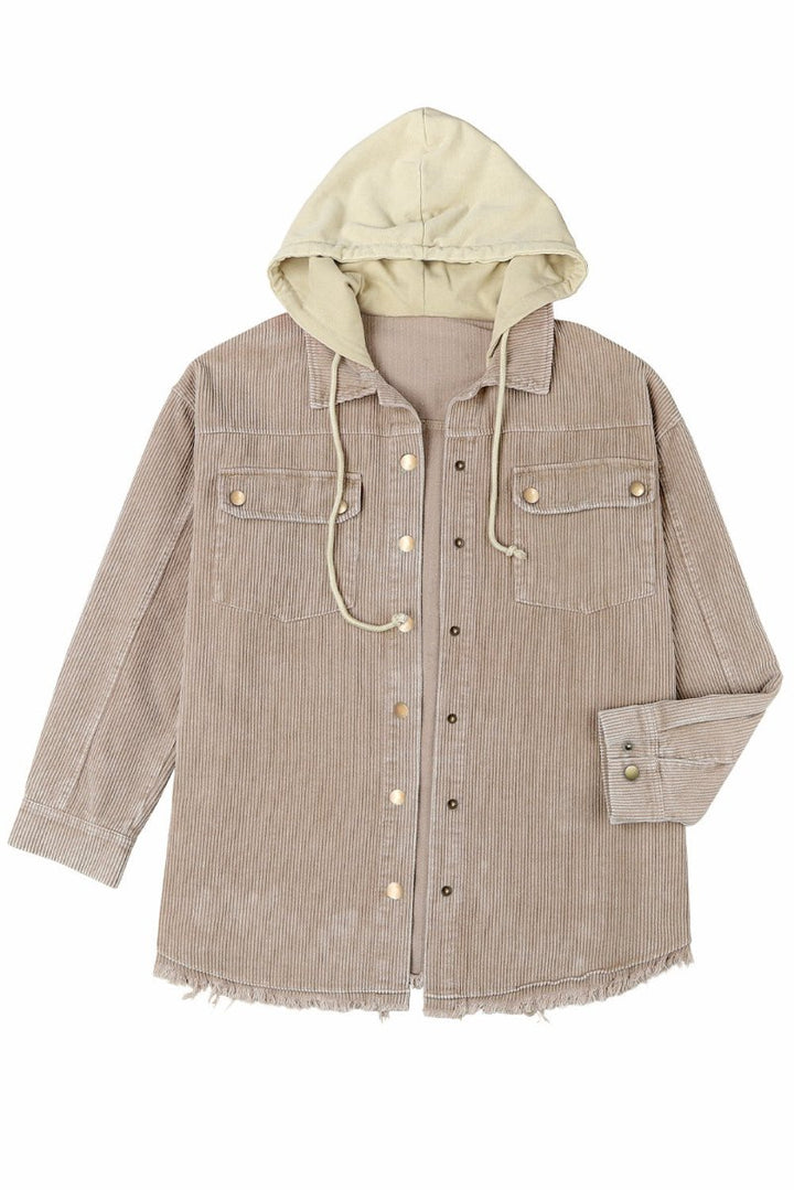 Jaelynn Patchwork Hooded Corduroy Shacket - Rebel Nomad