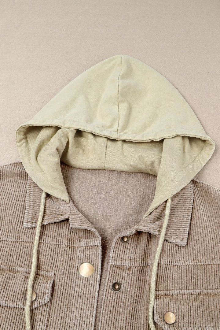 Jaelynn Patchwork Hooded Corduroy Shacket - Rebel Nomad