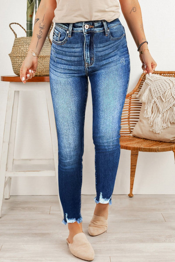 Janiyah Raw Hem Ankle-length Skinny Jeans - Rebel Nomad