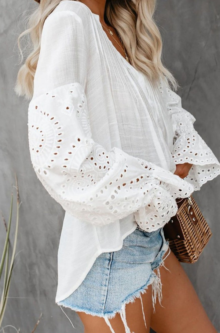 Jara Rekindle Eyelet Button Up Top - Rebel Nomad