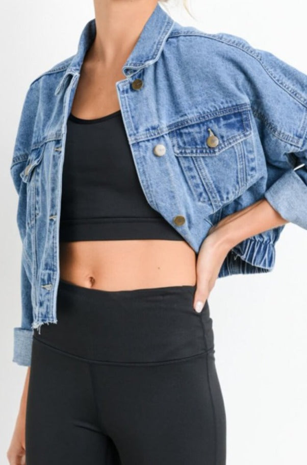 Jasmin Medium Wash Chunky Cropped Denim Jacket - Rebel Nomad