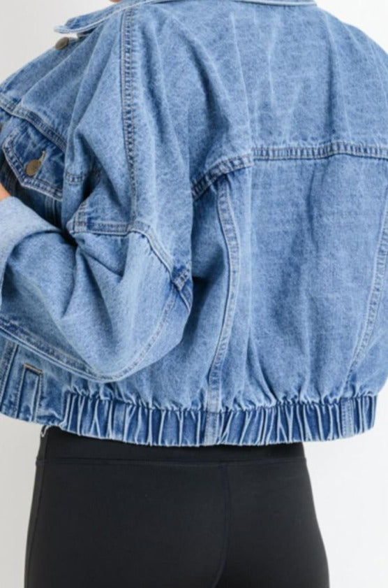 Jasmin Medium Wash Chunky Cropped Denim Jacket - Rebel Nomad