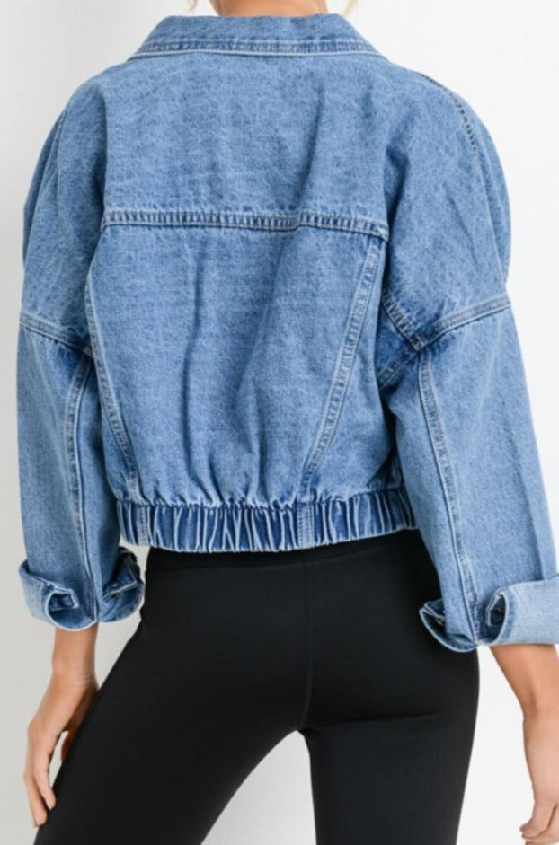 Jasmin Medium Wash Chunky Cropped Denim Jacket - Rebel Nomad