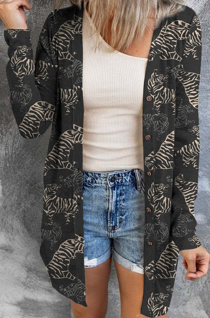 Jayleen Wild Tiger Print Button Front Cardigan - Rebel Nomad