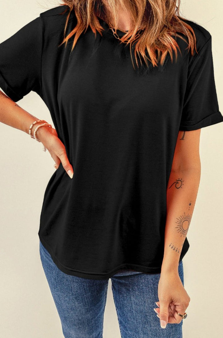 Jazmine Casual Plain Crew Neck Tee - Rebel Nomad