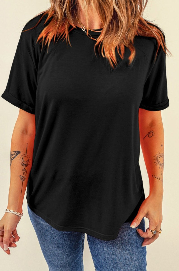 Jazmine Casual Plain Crew Neck Tee - Rebel Nomad