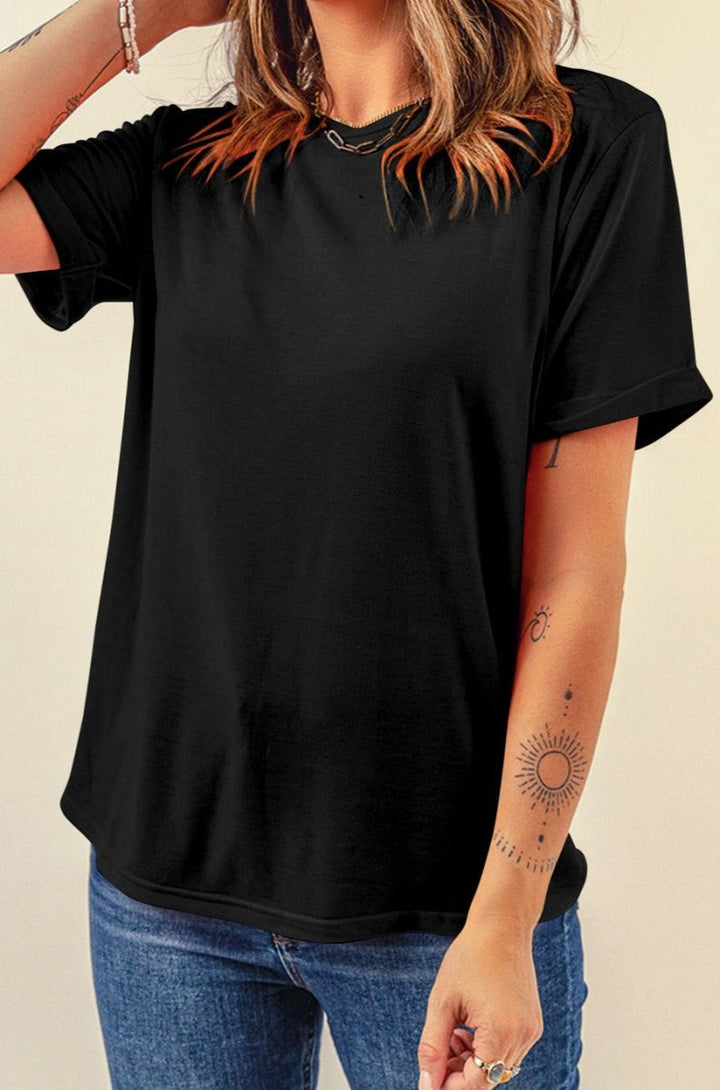 Jazmine Casual Plain Crew Neck Tee - Rebel Nomad