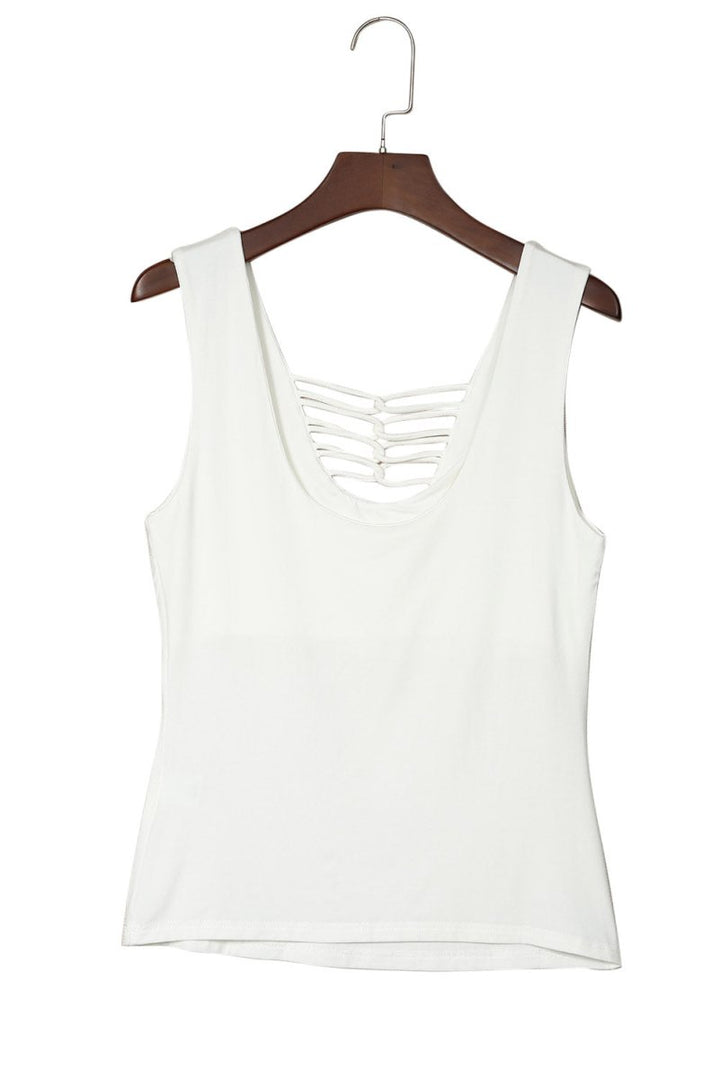 Jazzlyn Lace up Hollow-out Neck Solid Tank Top - Rebel Nomad