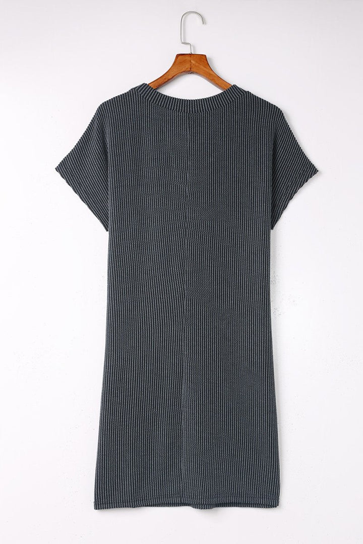 Jemima Striped Ribbed Knit T-shirt Shift Dress - Rebel Nomad