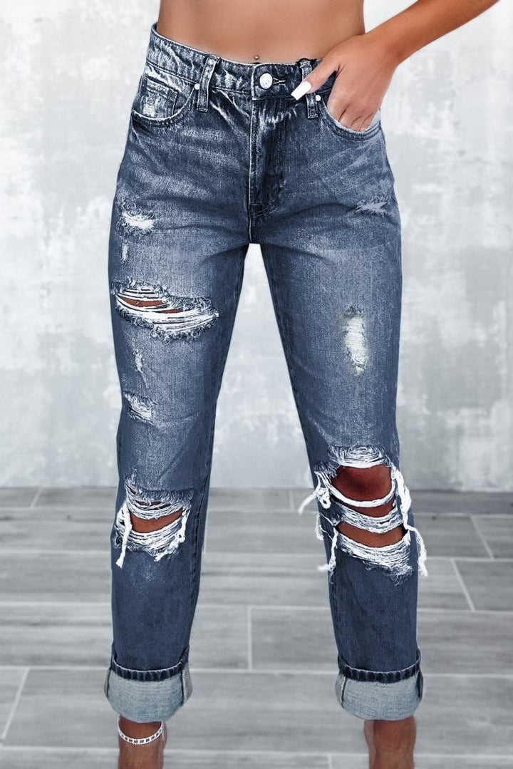 Jeni Light Wash Frayed Slim Fit High Waist Jeans - Rebel Nomad