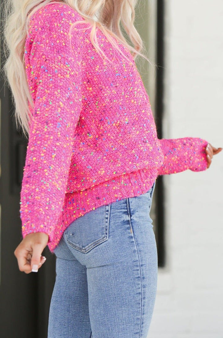 Jessica Colorful Spots Knitted V Neck Casual Sweater - Rebel Nomad