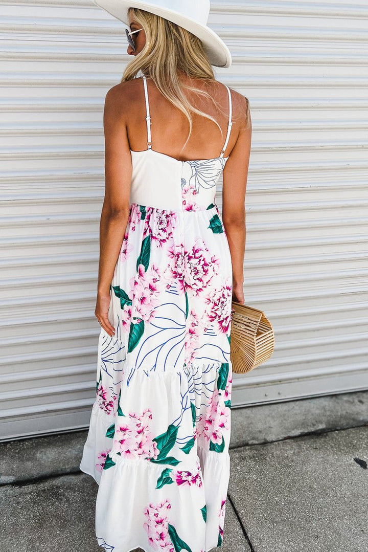 Jocelyn Floral Twist Cutout Adjustable Straps Maxi Dress - Rebel Nomad