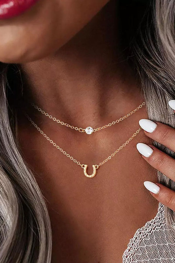 Jubilant Golden Horseshoe Layered Chopped Necklace - Rebel Nomad