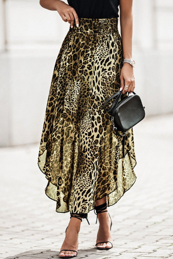 Judy Smocked Waist Leopard Skirt - Rebel Nomad