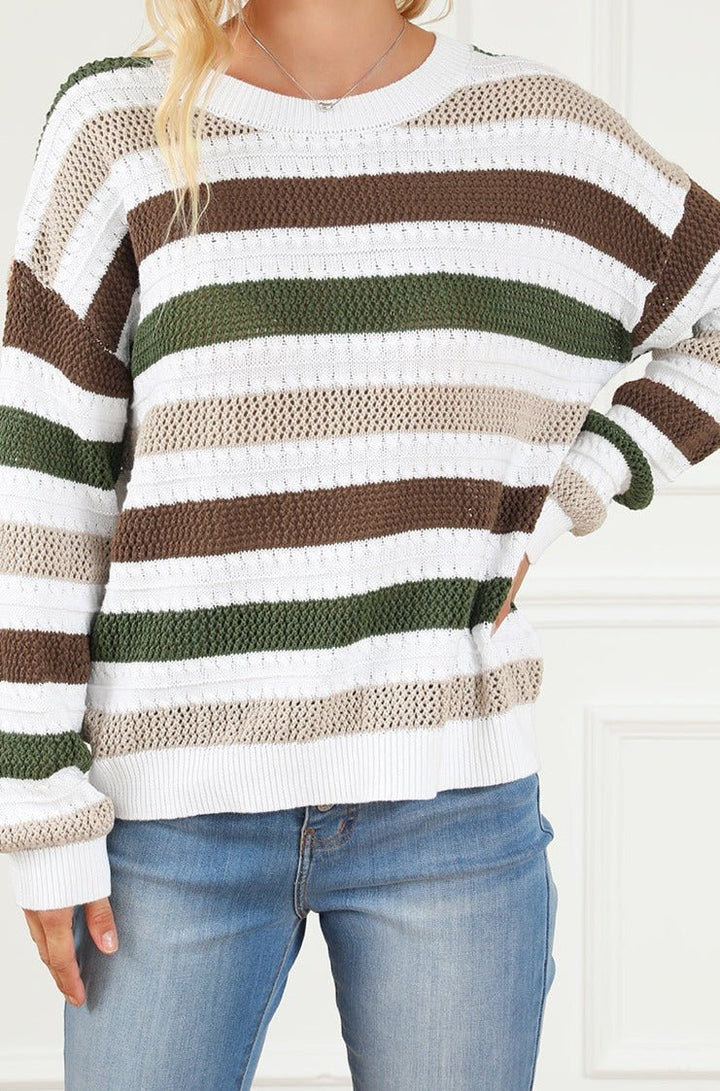 Julianna Stripe Crochet Hollow out Knit Sweater - Rebel Nomad