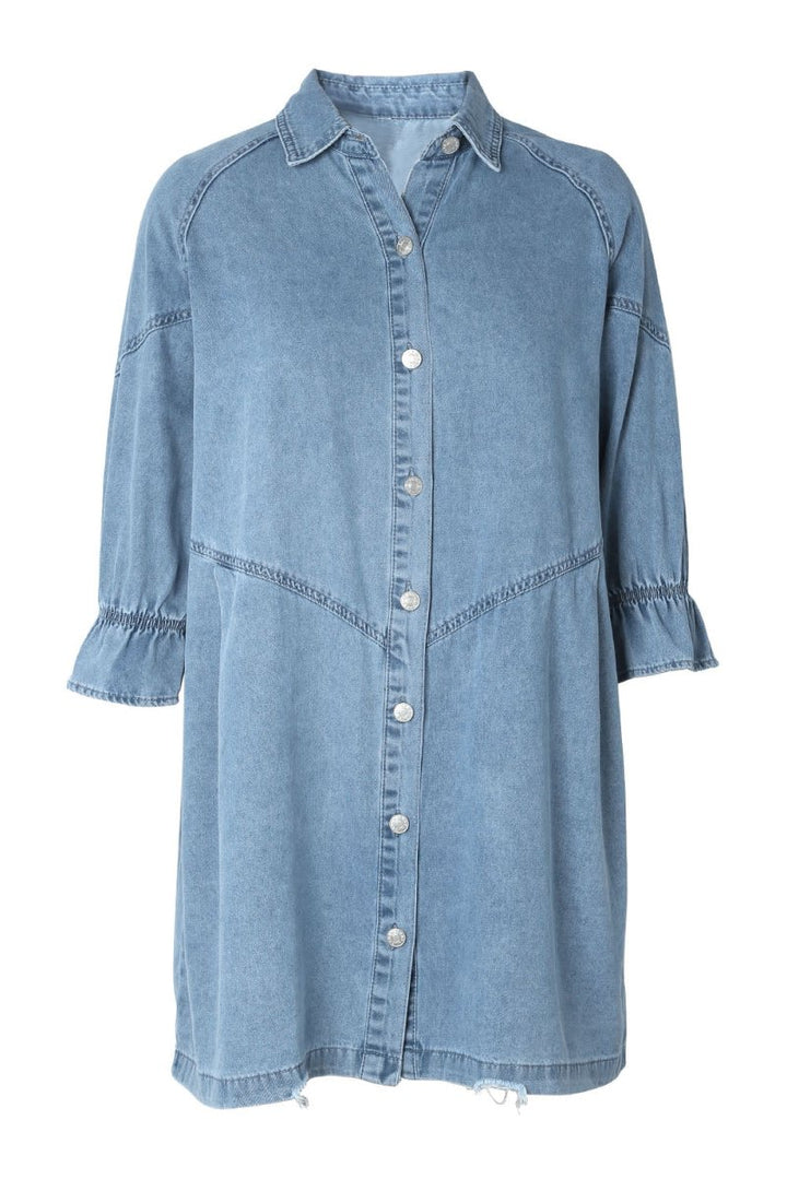 Kalpana Buttoned Long Sleeve Denim Mini Dress - Rebel Nomad