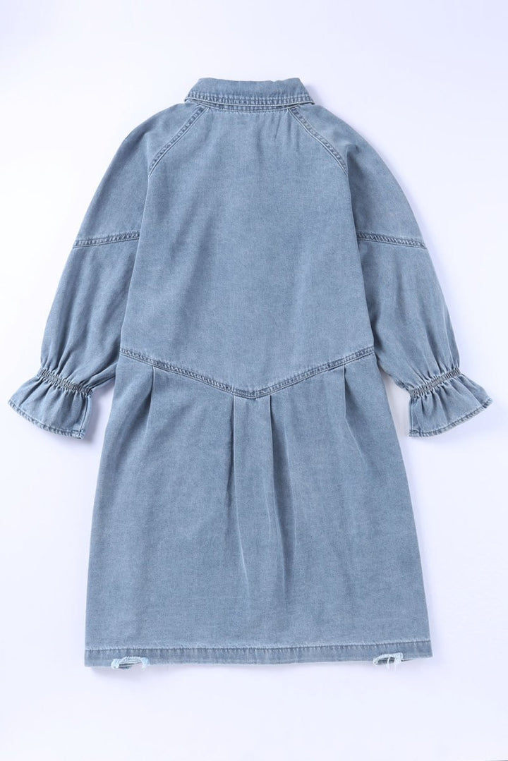 Kalpana Buttoned Long Sleeve Denim Mini Dress - Rebel Nomad