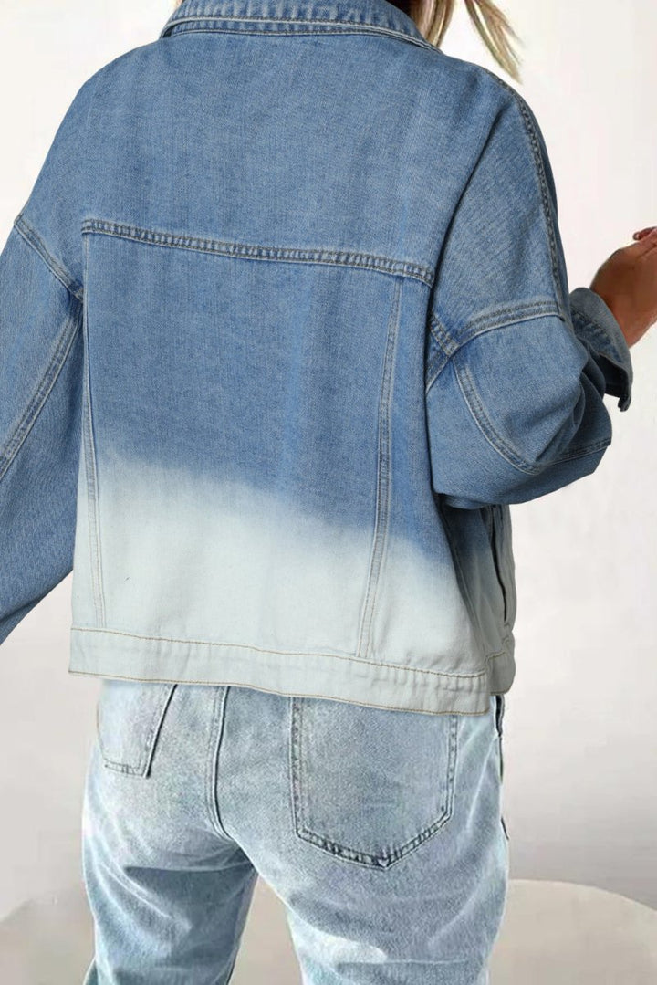 Kandi Contrast Washed Gradient Denim Jacket - Rebel Nomad