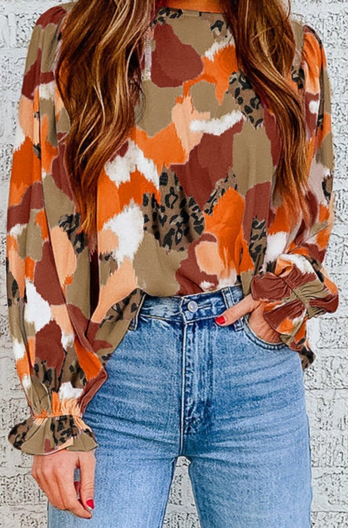 Karine Abstract Printed Long Sleeve Blouse - Rebel Nomad