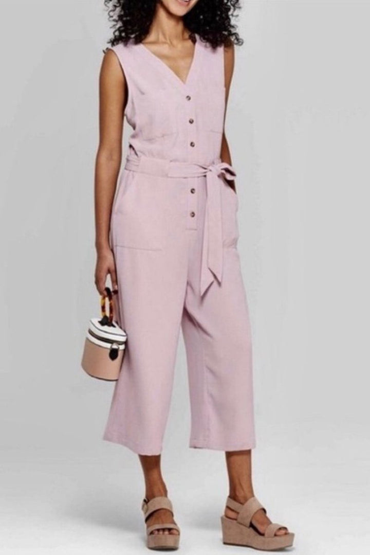 Karolina Buttoned Sleeveless Cropped Jumpsuit - Rebel Nomad