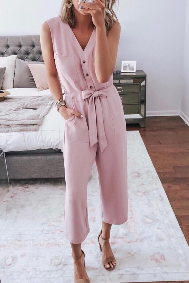 Karolina Buttoned Sleeveless Cropped Jumpsuit - Rebel Nomad