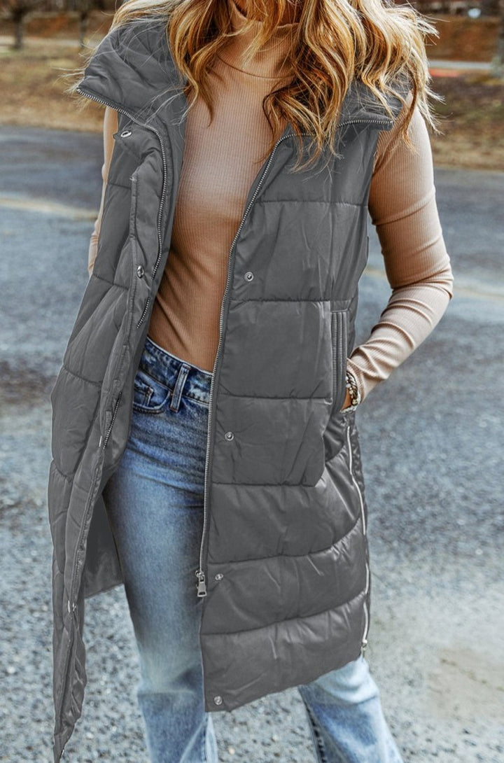 Kittie Hooded Long Quilted Vest Coat - Rebel Nomad