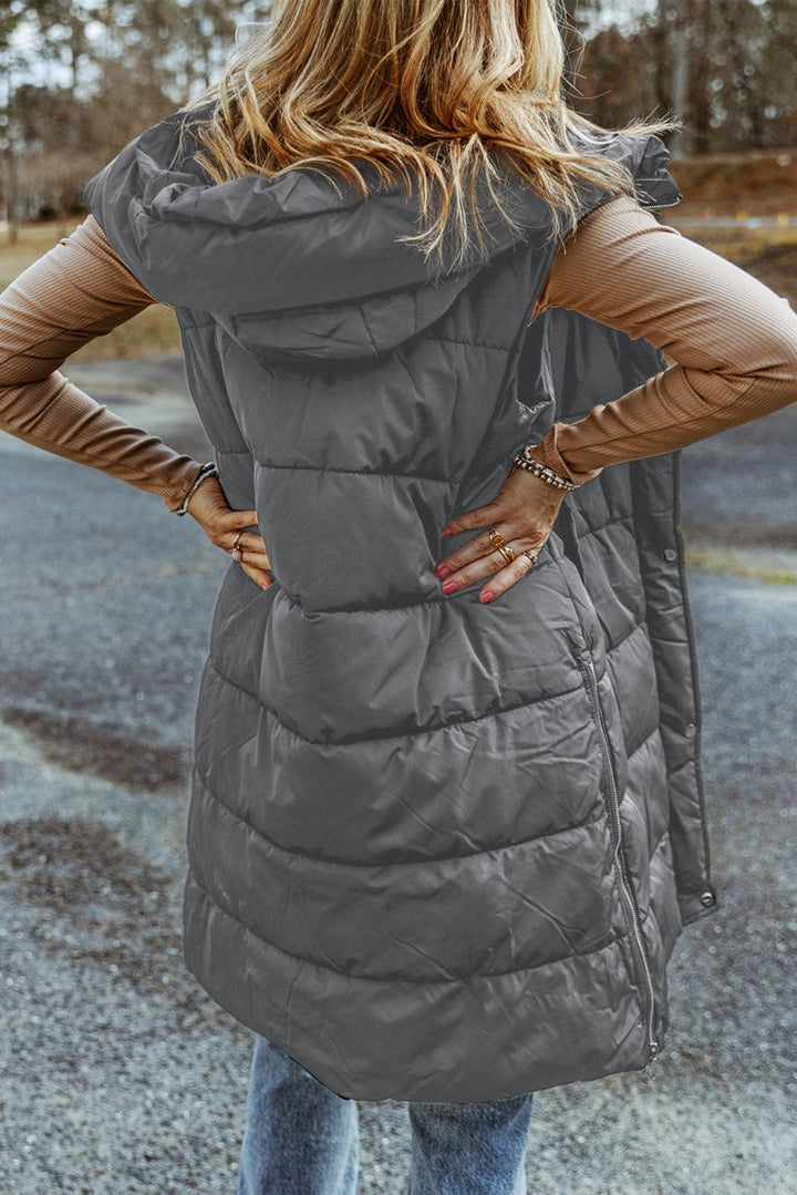 Kittie Hooded Long Quilted Vest Coat - Rebel Nomad