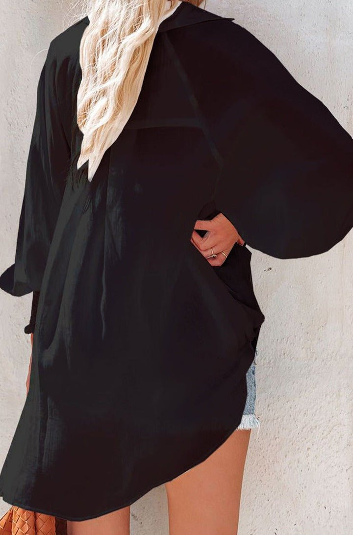 Laronda Shirred Cuffs Bubble Sleeve Oversized Shirt - Rebel Nomad