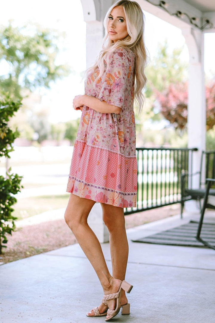 Lilian Hibiscus Floral Print Ruffle Mini Dress - Rebel Nomad