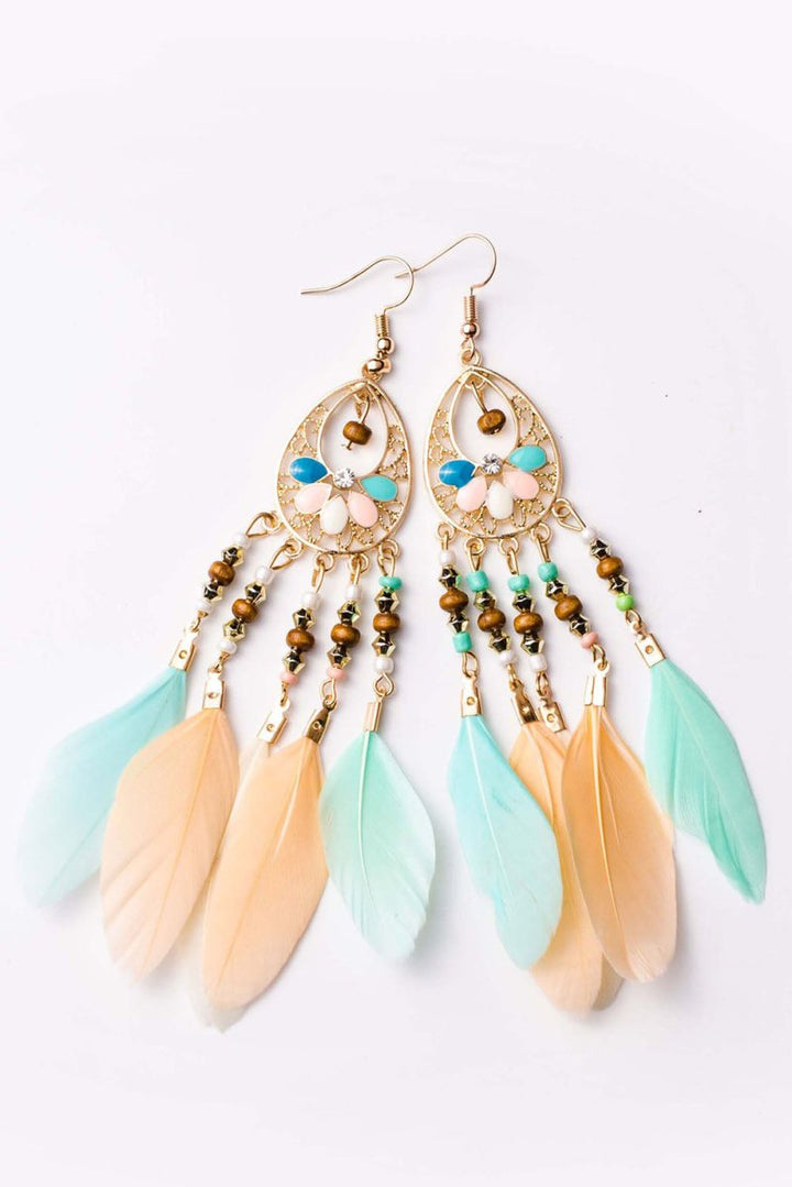 Liliana Bohemian Hollow-out Feather Tassel Earrings - Rebel Nomad