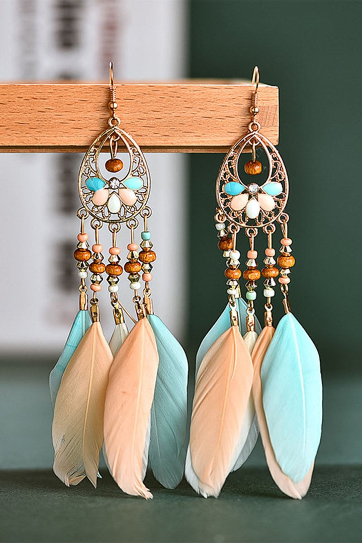 Liliana Bohemian Hollow-out Feather Tassel Earrings - Rebel Nomad