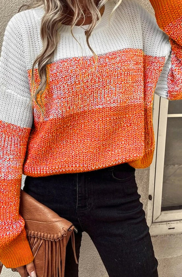 Liliosa Color Block Drop Shoulder Ribbed Trim Sweater - Rebel Nomad