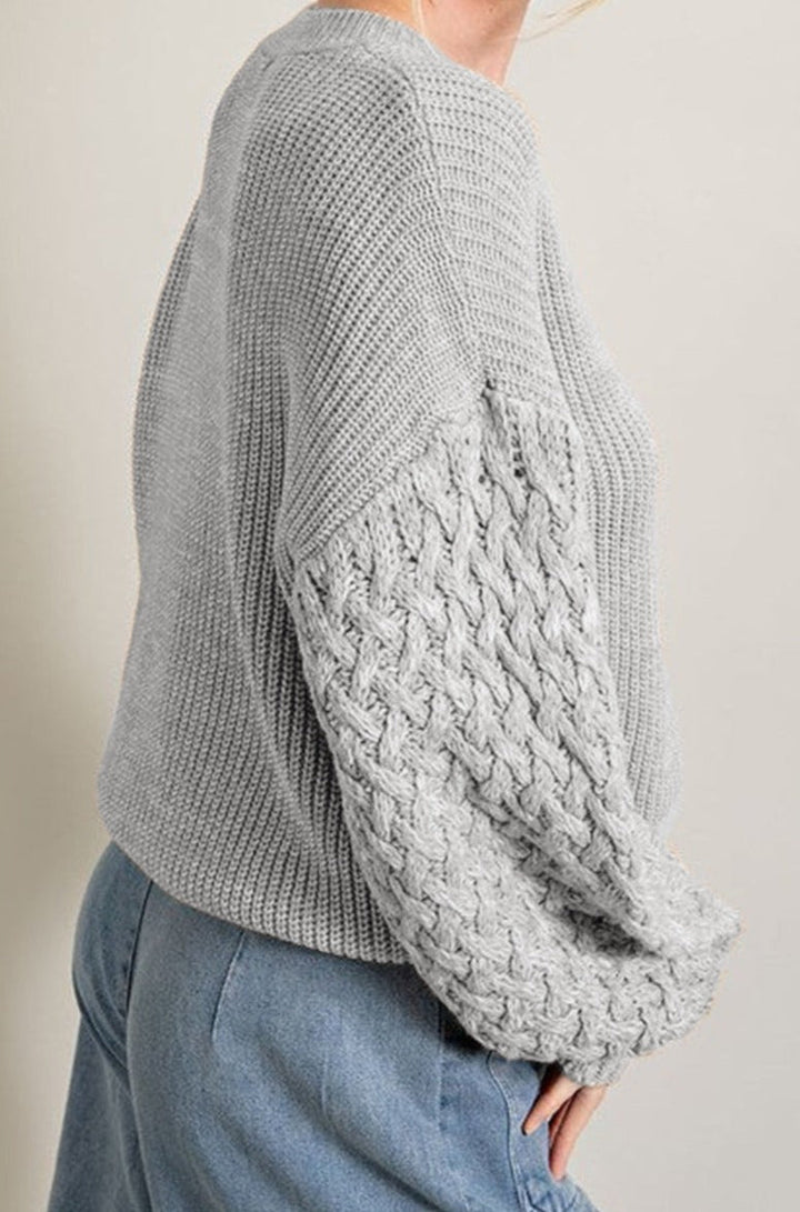 Lillia Cable Knit Sleeve Drop Shoulder Sweater - Rebel Nomad