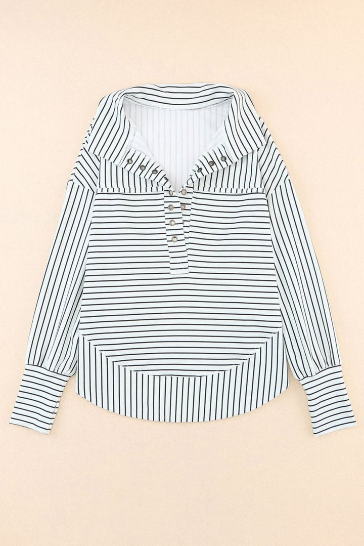 Logan Striped Thumbhole Drop Shoulder V Neck Top - Rebel Nomad