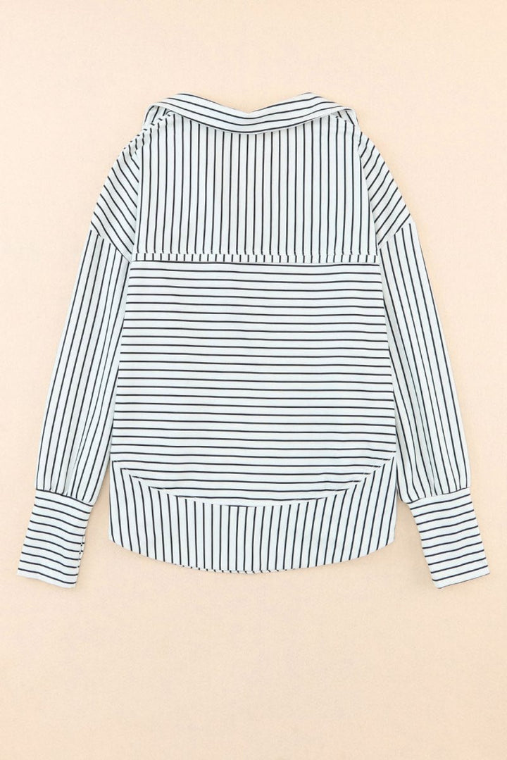 Logan Striped Thumbhole Drop Shoulder V Neck Top - Rebel Nomad