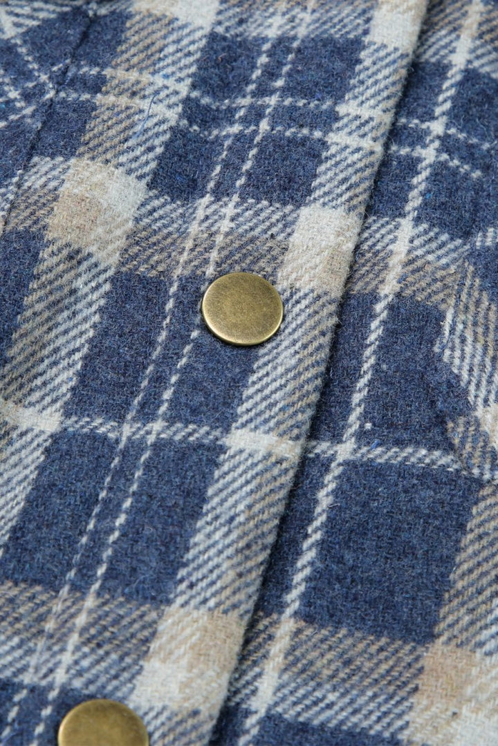 Lorretta Plaid Pattern Sherpa Lined Hooded Shacket - Rebel Nomad