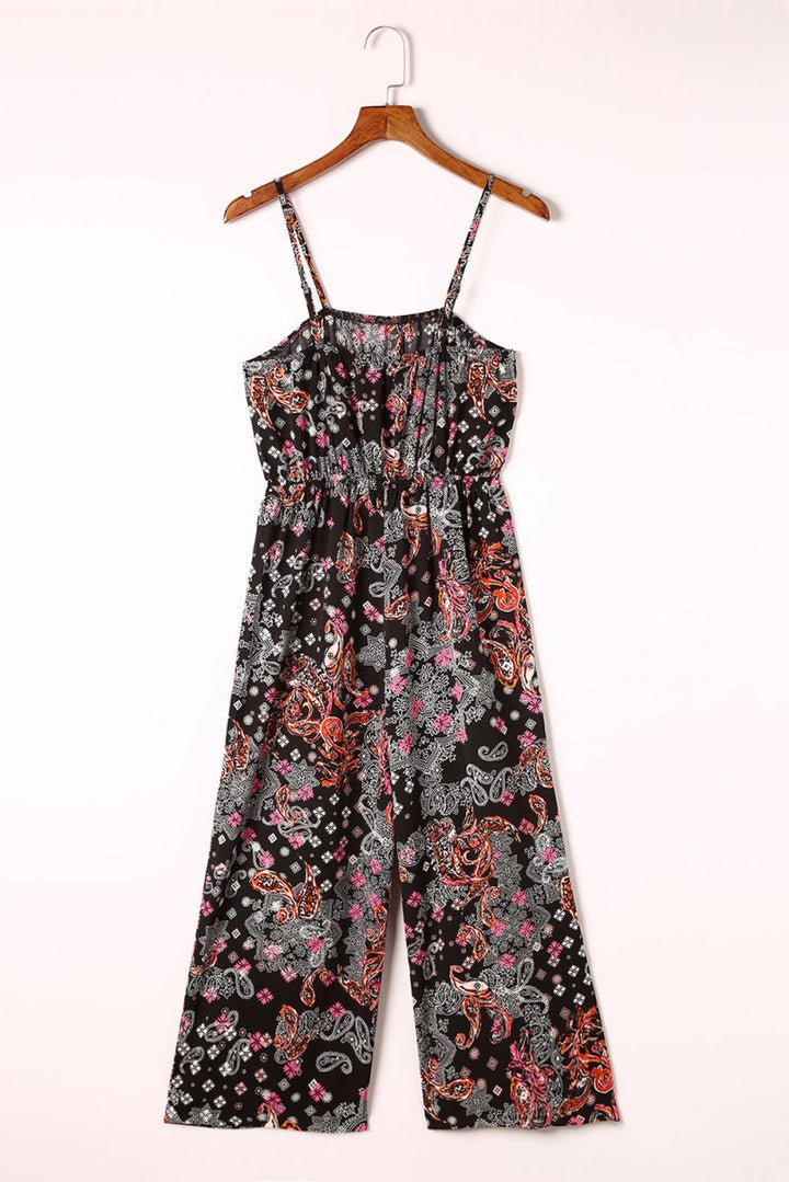 Lovella Black Mixed Paisley Print Cropped Jumpsuit - Rebel Nomad