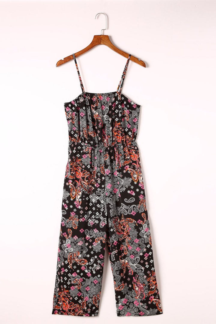 Lovella Black Mixed Paisley Print Cropped Jumpsuit - Rebel Nomad