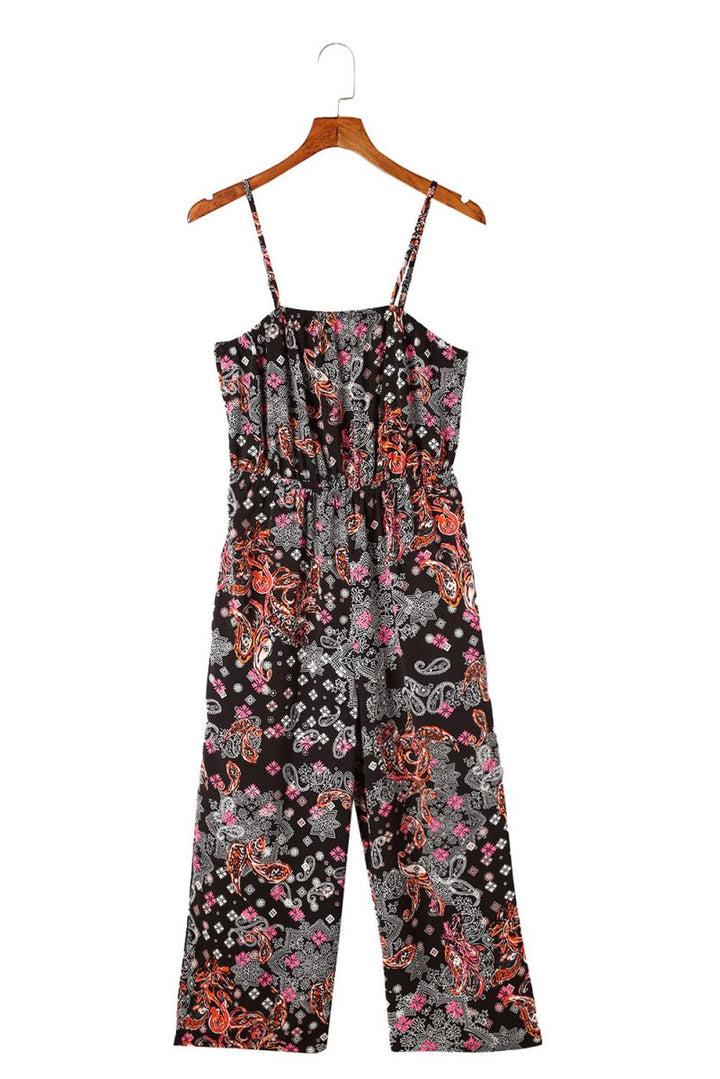 Lovella Black Mixed Paisley Print Cropped Jumpsuit - Rebel Nomad