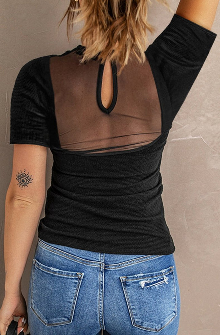 Luana Contrast Mesh Knit Short Sleeve T-shirt - Rebel Nomad