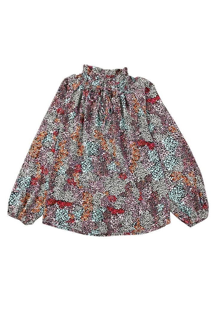 Lucie Vibrant Floral Tie V Neck Puff Sleeve Blouse - Rebel Nomad