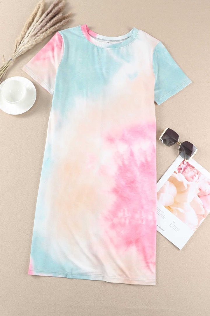 Martina Tie Dye Oversized Slit Tee Dress - Rebel Nomad