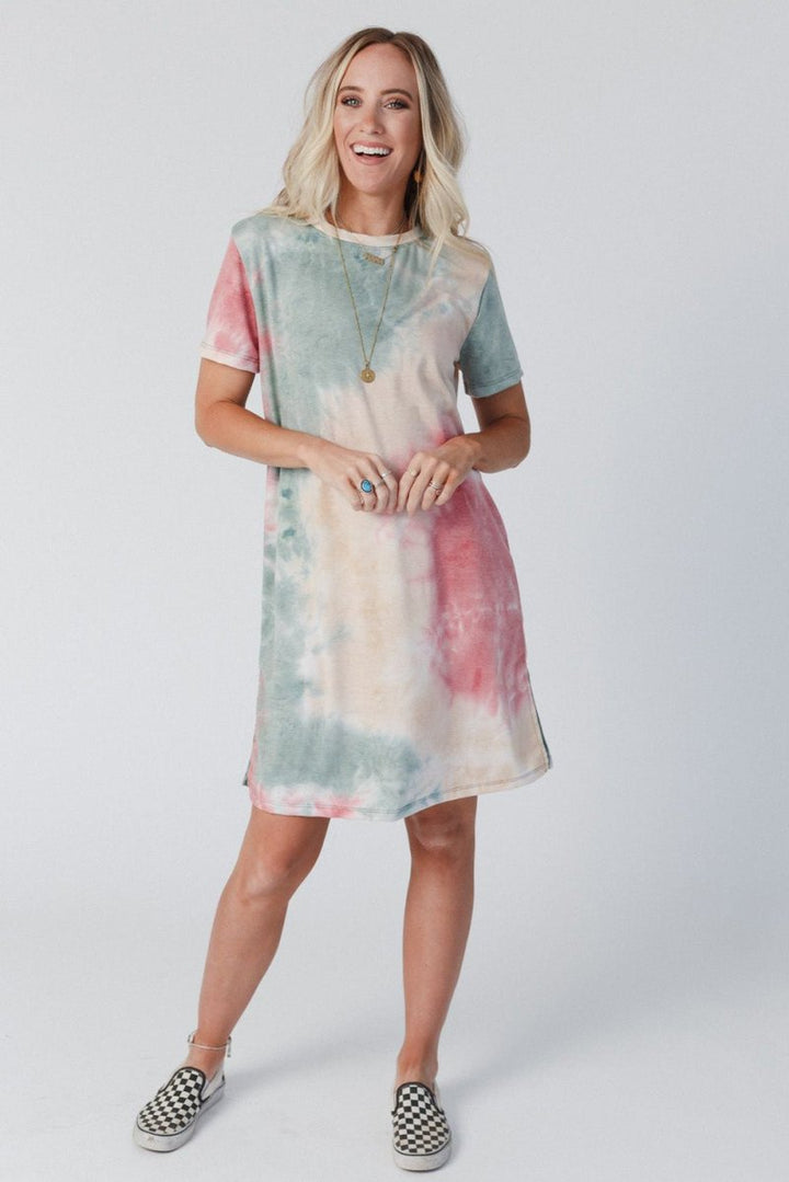 Martina Tie Dye Oversized Slit Tee Dress - Rebel Nomad