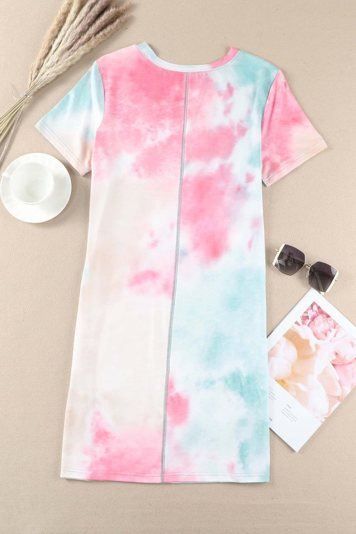 Martina Tie Dye Oversized Slit Tee Dress - Rebel Nomad