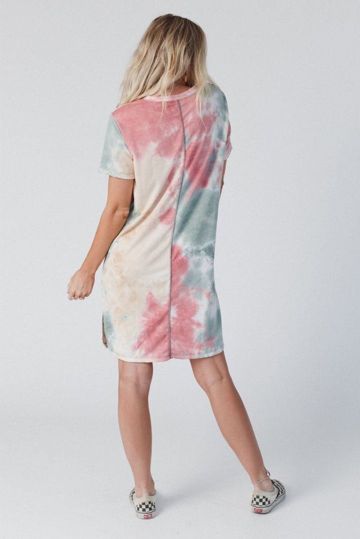 Martina Tie Dye Oversized Slit Tee Dress - Rebel Nomad