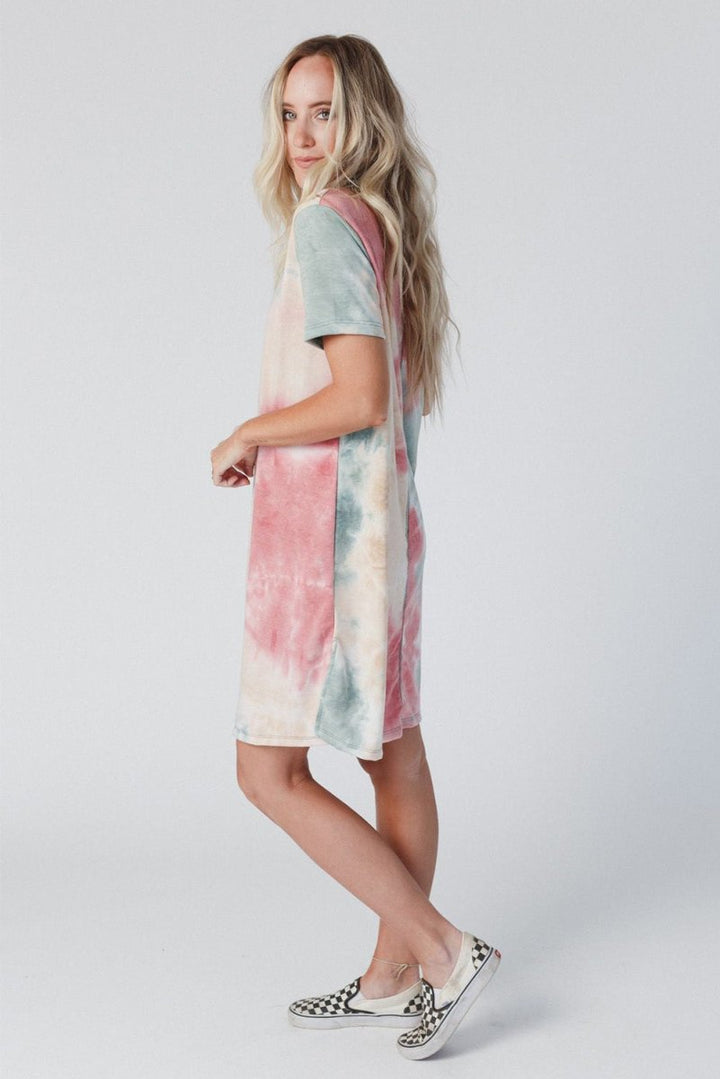 Martina Tie Dye Oversized Slit Tee Dress - Rebel Nomad