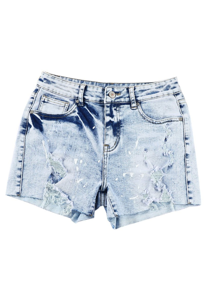 Mayra Distressed Bleached Denim Shorts - Rebel Nomad