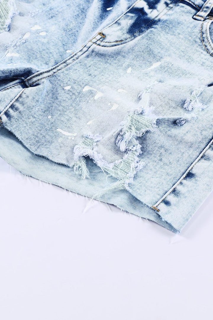 Mayra Distressed Bleached Denim Shorts - Rebel Nomad