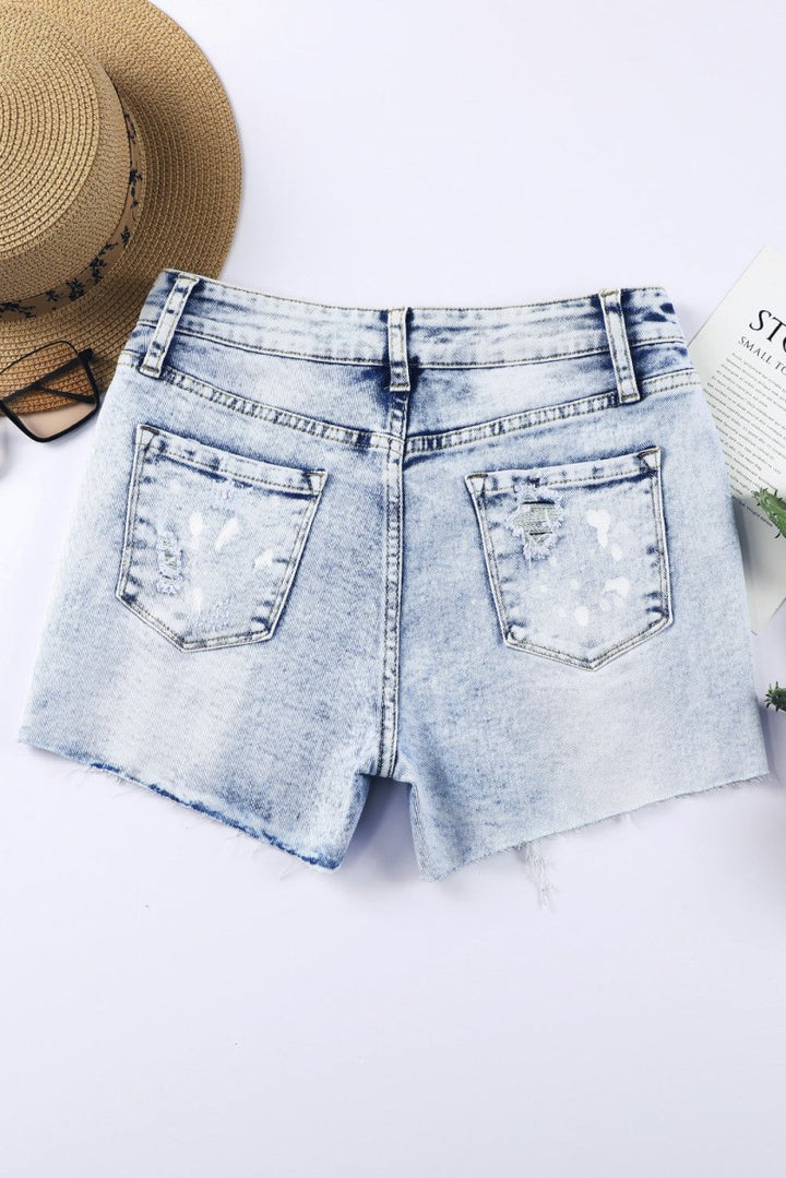 Mayra Distressed Bleached Denim Shorts - Rebel Nomad